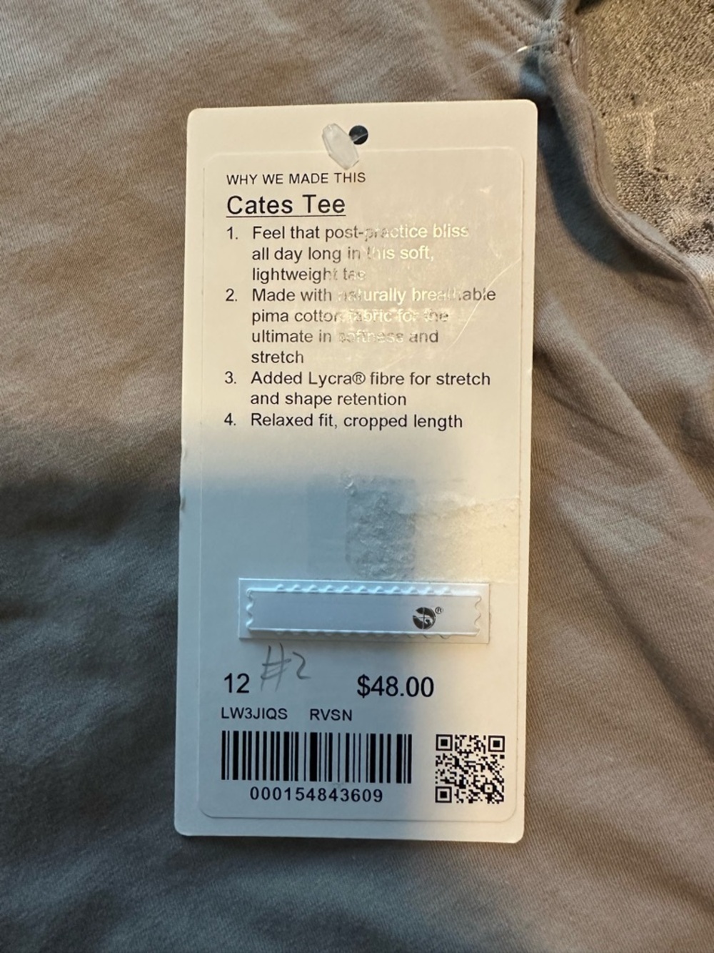 lululemon🍋 Cates Tee in Riverstone Size 12 NWT Pima Cotton - Picture 8 of 8